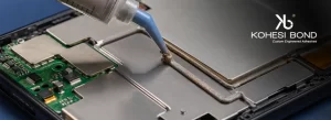 Conductive adhesive applied for EMI and RFI shielding in electronic assembly